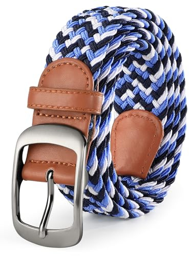 SUOSDEY Elastiska flätade bälten för män kvinnor golf stretch tygbälte vävda midjebälten för jeans shorts byxor 3,3 cm bredd, 02-stil, Fit Waist 33-37