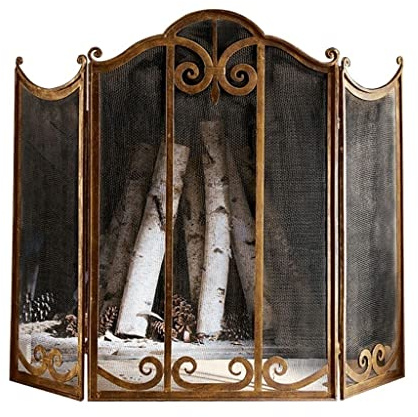 Schermo del camino Schermo del camino in metallo Retro Divisorio Soggiorno Casa Camino Decorazione Guardrail Copertura di protezione dalle scintille Tri-fold Schermo di scintilla Decorativo Schermo