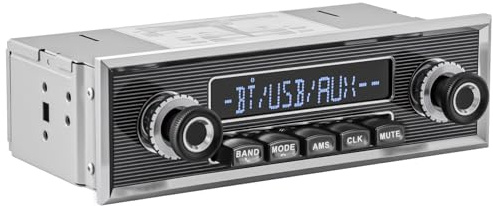 Single Din Classic Car Stereo: Vintage Retro Style Radio for Truck - Bluetooth LCD Display AM FM Receiver USB AUX-in Pre-amp Subwoofer Output