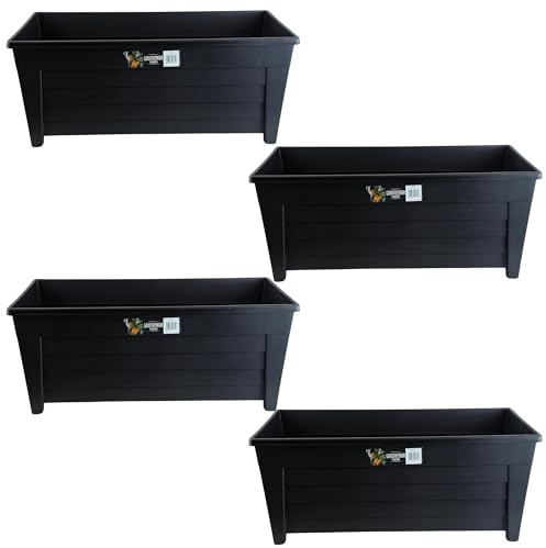 Easy Shopping® Black Large Grosvenor Trough 55cm Long Plant Pot Flower Planter Ideal for Home Office Balconies Gardens Greenhouses & Patios & Park (4)