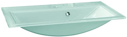 FACKELMANN Glasbecken / Waschtisch aus Glas / Maße (B x H x T): ca. 80 x 14,5 x 50 cm / Einbauwaschbecken / hochwertiges Waschbecken fürs Badezimmer und WC / Farbe: Mintgrün / Breite: 80 cm
