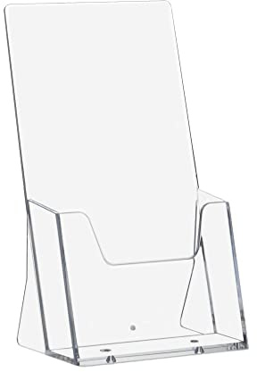 10 Stück DIN Lang 10x21 cm Hoch Prospekthalter/Prospektständer/Flyerständer | Für das schmale DIN Lang Format 99x210mm - Tranaparent - Tischaufsteller - sicherer Stand, glaklare Optik
