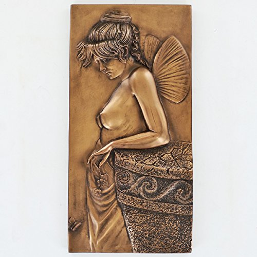 Beautiful Fairy Wandschild kalt gegossen Bronze Art Wand Fee Marke New