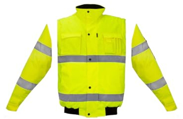 ART.MAS Winterjacke Arbeitsjacke Pilotenjacke Warnweste Warnschutzjacke 2in1(FLASH-SH-J-GELB) (L)