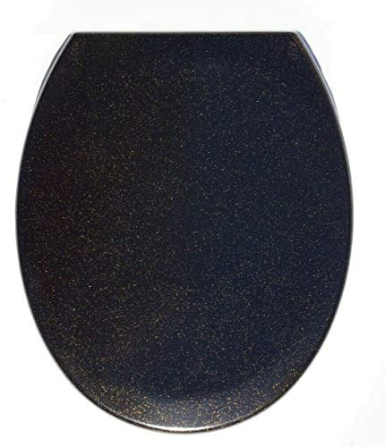 Black Gold Glitter Soft Close Toilet Seat ONE Button Release Top/Bottom Fix