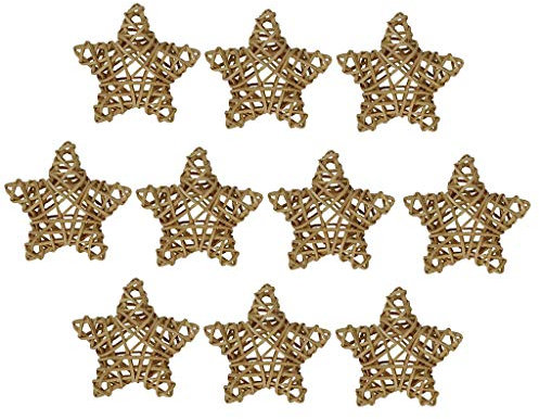Oshhni 10 er pack Stern Rattankugeln Rattan Dekokugeln Wicker Rattan Ball Kugeln Tischdeko Party , natürliche Farbe, 8 cm