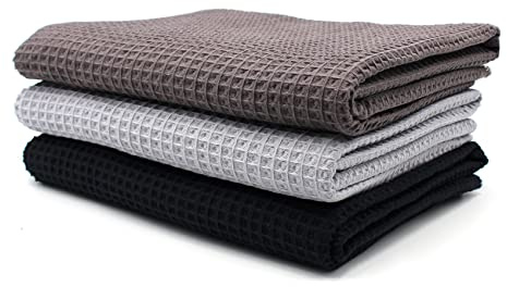 VmG-Store 3 x våffelpikéset vardera 0,5 m x 1,5 m, våffeltyg, 100 % bomullstyg, Oeko-Tex 100 (Set02, set om 3)
