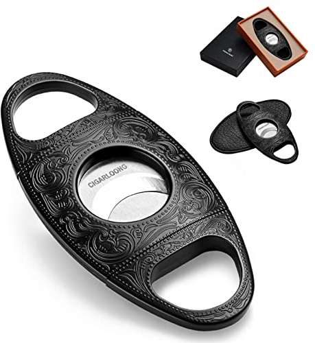 CIGARLOONG tagliasigari in acciaio inox bronzo incisa a doppia lama per sigari a ghigliottina (nero)