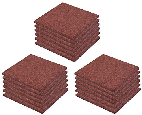 Tidyard 18 STK. Fallschutzfliese Fallschutzmatte Spielplatz Sicherheit Gummiplatte Spielplatzmatte Sicherheitsmatte Gummi 50 x 50 x 3 cm Rot