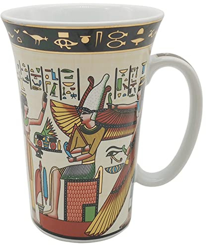 Taza de Café Grande de Porcelana de Cerámica con Diseño de Dioses del Antiguo Egipto, 550 ml, para Cafetería, Restaurante, Hotel, Hogar, Apta para Lavavajillas, Microondas y Horno