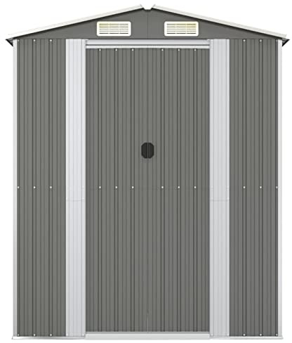 Tidyard Geräteschuppen Gerätehaus Gartengeräte Gartenhauses Gartenschuppen Gartenhaus Schuppen Gerätehäuser Metallgerätehaus Gartenmöbel,192 x 108 x 223 cm (L x B x H) Verzinkter Stahl Hellgrau