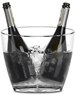Virtually Unbreakable Hard Plastic Ice Bucket/Cooler Bucket/Wine Cooler. Holds 2 Bottles of Prosecco or Fizz or 3 Bottles of Wine