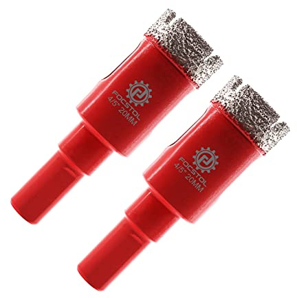 FOCSTOL Diamond Core Drill Bits - 2pcs 20mm Diamond Hole Saw with Triangle Shank for Porcelain Tile Ceramic Granite Marble Quartz