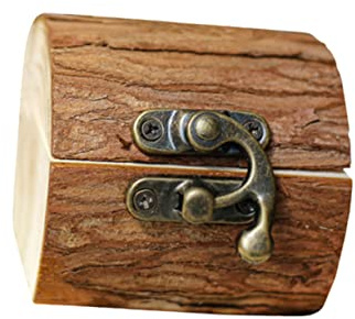 Parliky Caja de Madera para Anillos Pequeña de Metal Marrón, Tronco