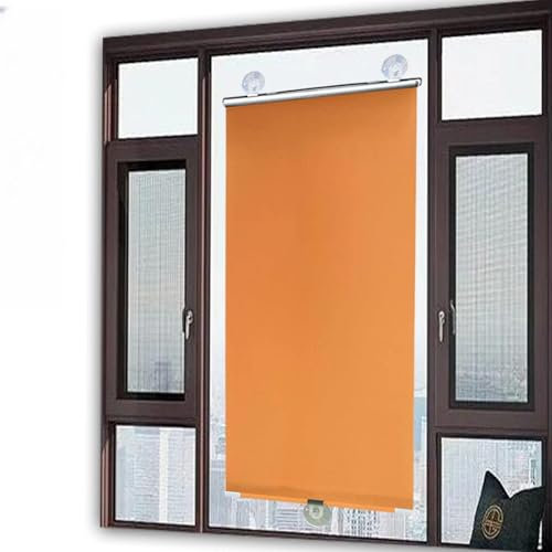 KOOEIN Verdunkelungsrollo-mit Saugnäpfen Rollo, Thermo fensterrollo, Fenster Sonnenschutz Gardinen, saugnapf Verdunkelungsvorhang für dachfenster dachfenster, 12 Größen,Orange-72x125cm/28x49in