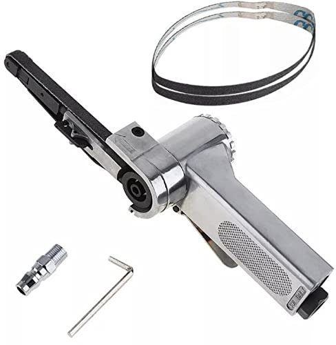 Lijadora de banda neumática Amoladora angular manual Herramienta neumática Amoladora de banda neumática de 3/8 con 3 cinturones Grano 60/80/100 Pulido Máquina de banda abrasiva para pulir plástico,