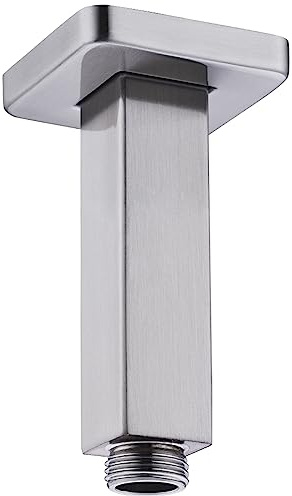 Square Shower Arm, BSTIIU 4 Inch Ceiling Mounted Shower Extension Arm with Flange, Male NPT 1/2 Inch, Brushed Nickel
