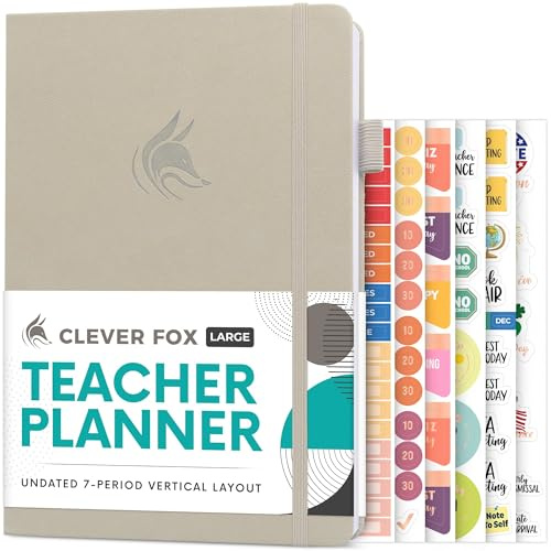 Clever Fox Lehrerplaner, Schuljahresplaner mit Kalendern und Unterrichtsplänen, Lehrerplan-Buch für Klassenzimmer und Heimschule, undatiert, 17,8 x 25,4 cm, Hardcover (Foggy Alps)