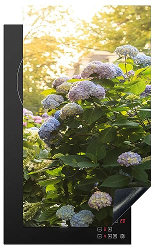 Protège-plaque à induction - Plaque Protection Vitrocéramique Induction - Vinyl - Hortensias jaunes dans le jardin - 30x52 cm - Couvre Plaque de Cuisson - Accessoires de Cuisine