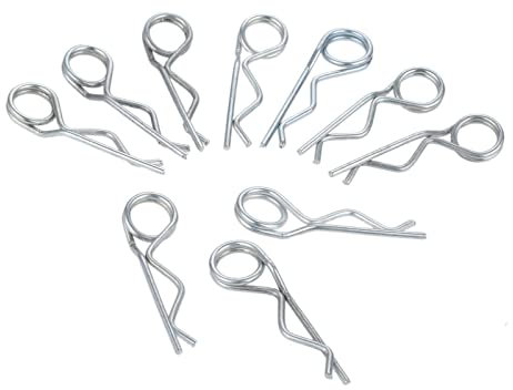 NORAZE 20-1 stücke Doppel Ring Splint R-Clips Feder Stahl Halte 50-160mm for Anhänger LKW fracht Boot RV Bauernhof Rasen Garten (Color : Silver, Size : 3x80mm 10pcs)