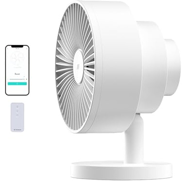 Windmill Smart Fan – Ultra-Quiet 2-in-1 Air Circulator with Remote – 5-Speed Compact Cooling Fan – Whisper-Quiet - App Compatible – White