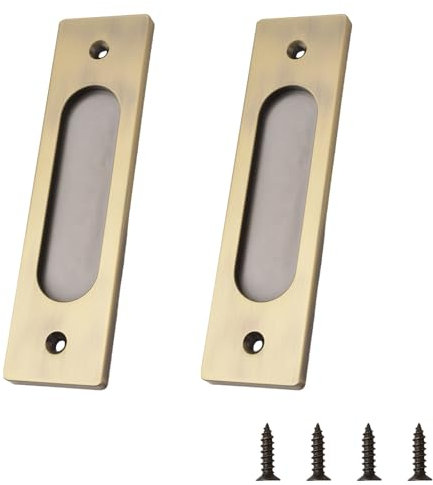 MOROBOR Lot de 2 poignées de porte coulissante rectangulaires encastrées en alliage d'aluminium bronze avec vis de montage pour porte de grange coulissante - 15 cm
