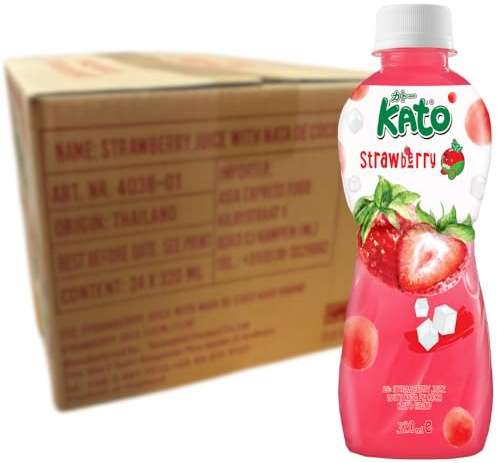 KATO - Zumo de Fresa con Nata de Coco - 24 X 320 ML - Multipack