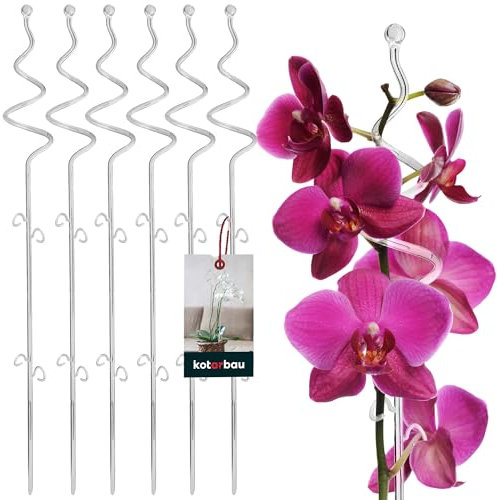 KOTARBAU® 6 x Poteau de Support de Fleurs 58 cm | Support de Plantes en Pot en Lastique Transparent Spirale | Baton Support Fleurs