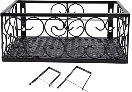 HOOLEEY Supporto per vaso da fiori da balcone, robusto ripiano decorativo per ringhiera da patio in ferro con fermi per davanzale (ferro 3)