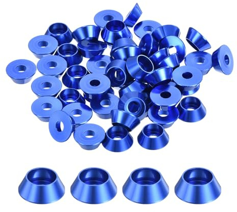 QUARKZMAN M4 Arandelas Cónicas, Arandelas de Cabeza de Copa de Aluminio Anodizado para Tornillo RC/FPV/PC/Dron/Accesorios de Modelos Mecánicos, Paquete de 50 (Azul Oscuro)