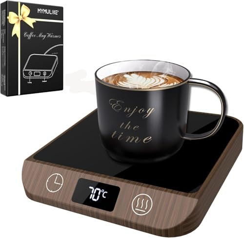 MYMULIKE Kaffeetassenwärmer, Tassenwärmer für Schreibtisch, mit 6 Temperaturen (45℃-70℃ LED Display Kaffeetassenwärmer & 1-12 Stunden Timer Auto Shut von Kaffee, Tee, Milch, Kerzenwärmer