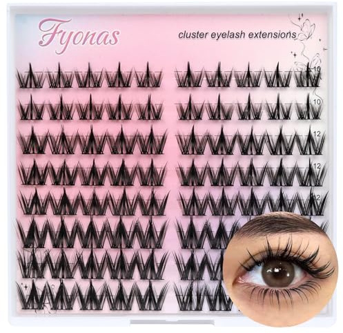 Fyonas Lash Clusters Manga Eyelash Clusters Spiky Cluster Eyelash Extensions 80Pcs C Curl Individual Lashes Volume Anime Lash Clusters with Thin Band Cosplay Lashes DIY at Home (Cutey)
