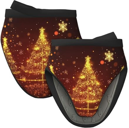 Mexpekil Christmas Tree Glowing Oven Gloves Heat Resistant Oven Mitts Silicone Oven Glove Kitchen Mini Oven Gloves for Cooking Baking Grilling Barbecue 1 Pair
