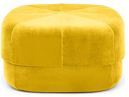 Runder Ottomanhocker aus Samt, weich, gepolstert, für Wohnzimmer und Schlafzimmer, extra Sitz und Couchtisch, 66 x 66 x 35,6 cm, Gelb
