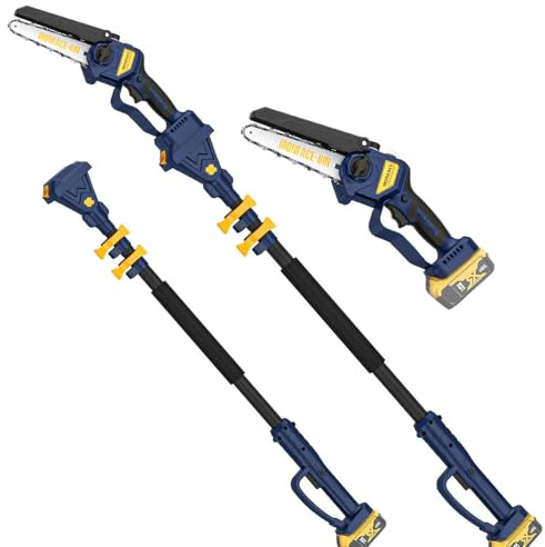 ‌IRONFACE 2-in-1 Cordless Pole Saw & Mini Chainsaw Combo for DeWalt 20V Batteries- 6-Inch Brushless Telescoping Saw with 9.3-Feet Reach, for Tree Trimming, Pruning & Garden Work(Tool Only)