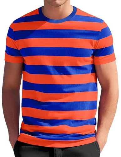 Herren Retro Streifen T-Shirt im Marine Look, Kurzarm Rundhals T-Shirt,Baumwolle,Tshirt Herren S-3XL