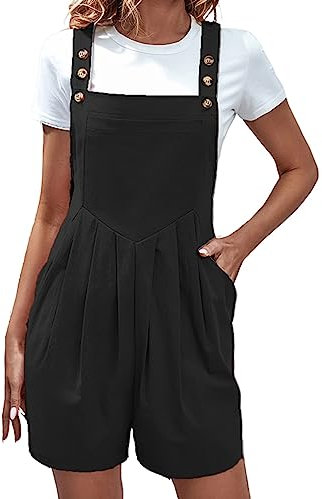 Jumpsuit Damen, Elegant Latzhose Damen Kurz Sommer Ärmellos Kurze Overalls Einteiler Kuschelig Wide Leg Baggy Playsuit Luftig Bib Arbeitslatzhose Romper Sport Casual Einteilig Boho Jumpsuit Damen