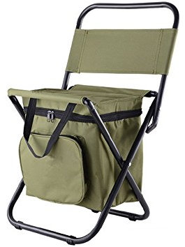 Tragbarer Angelstuhl mit Kühltasche, faltbarer Campinghocker für Angeln, Strand, Camping und Ausflüge