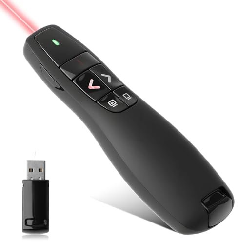 Wireless Presenter Remote Presentation Clicker for Powerpoint 2.4GHz 328FT/100M Presentation Pointer Slide Clicker for Computer Laptop Mac
