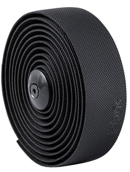 Fabric Knurl Gravel Handlebar Tape Gravel Bike - Road Bike Bar Tape with Handlebar Plugs and Finishing Strips - 200 x 3 cm - 3.5mm Thick Black