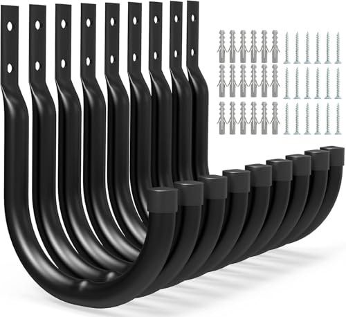 Kitmiido Heavy Duty Ladder Hooks, 9 Set Garage Storage Wall Hooks for Ladder, Bike, Tools (H12 cm x W 8.9 cm, Count, 9)
