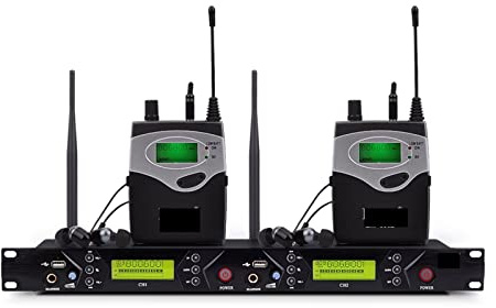 DJ-Mixer-Controller Wireless im Ohrmonitorsystem professionelle Stufe Leistung In-Ear-Überwachungssysteme mit zwei Bodypack-Empfänger für Streaming/Podcasting/Gaming, Telefon, Computer