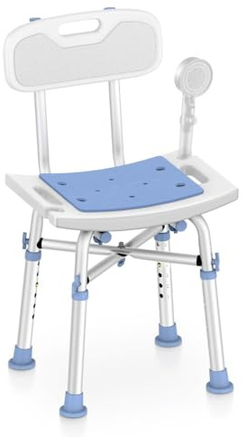 NEWFUN Sgabello Doccia Anziani, Sedia per Doccia Anziani, Sedia da Doccia Antiscivolo, Montaggio Senza Attrezzi, Sedile da Bagno per Adulti,150KG