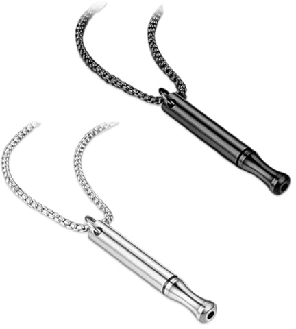 ZORVYN 2 Piezas Collar de Respiración de Acero Inoxidable, Ayuda para Dejar de Fumar, con 2 Bolsas de Joyería, para Hombres y Mujeres, Meditación y Relajación