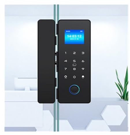 Serratura intelligente for impronte digitali, porta scorrevole in vetro con Bluetooth, gancio for tessera elettronica digitale, sblocco remoto tramite app(C)