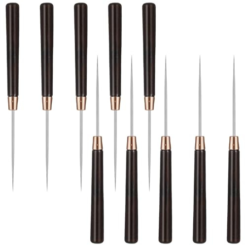 Xinjoduz 10 Stück Prickelnadel Set, Buchbinder Werkzeug, Ahle Werkzeug für Leder Schneiden, Punch Needle Awl Tool für Heimwerken und Reparaturen