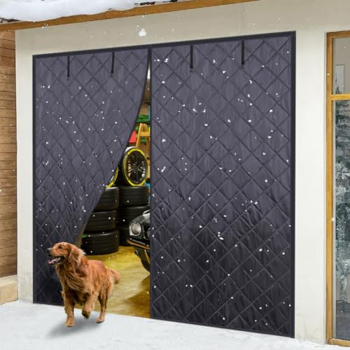 Générique Kit D'isolation pour Porte De Garage pour l'hiver, Rideau De Porte De Garage Magnétique Thermique Et Isolant, Résistant Intempéries, Au Vent Et Au Bruit pour l'hiver,Black2,W274xH305cm
