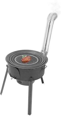 Multifunction Camping Wood Burning Stove with Chimney Design, Detachable & Portable for Camping, Backyard, Outdoor Cooking, Off Grid Living Supplies