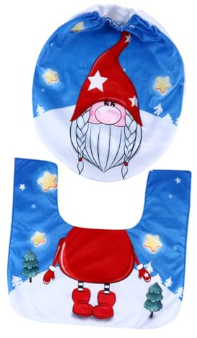 MUELODSIC Weihnachts Toilettensitzbezug und Vorleger Satz aus Vliesstoff Waschbar Dekorativ mit Festlichem Muster für Badezimmer und Wc Zubehör