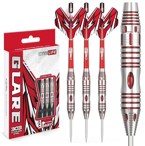 CyeeAtelier Steel Tip Darts 21g, Professional Stainless Steel Darts | Precision Grip|Extra Flights & Shafts|Carry Case|Dart Sharpener|Ready to Play|Gift Box